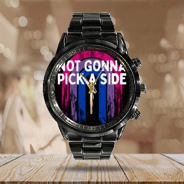 Discover Not Gonna Pick a Side Bisexual LGBTQ Bi Pride Calendar Steel Band Watch