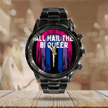 Discover All Hail the Bi Queer Bisexual LGBTQ Bi Pride Calendar Steel Band Watch