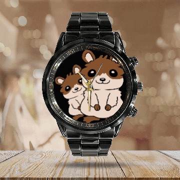 Discover Hamster family small child Calendar Steel Band Watch