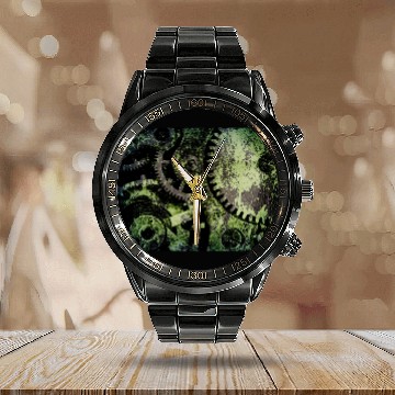 Discover Clock Mechanism Copper Oxide Steampunk Abstract Calendar Steel Band Watch