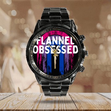 Discover Flannel Obsessed Bisexual LGBTQ Bi Pride Outfit Calendar Steel Band Watch