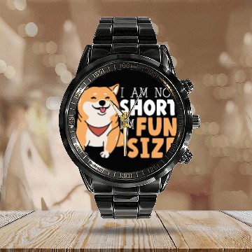 Discover I Am Not Short I'm Fun Size Shiba Inu Japanese Dog Calendar Steel Band Watch