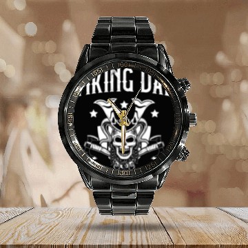 Discover Viking Dad Pagan Scandinavian Berserker Norsemen Calendar Steel Band Watch