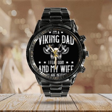 Discover Viking Dad Pagan Scandinavian Berserker Norsemen Calendar Steel Band Watch