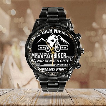 Discover Mountain Biker Calendar Steel Band Watch