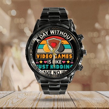 Discover Video Game Lover Funny Gamer Calendar Steel Band Watch