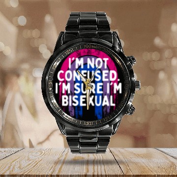 Discover I'm Sure I'm Bisexual Bi Positivity Bi Pride Calendar Steel Band Watch