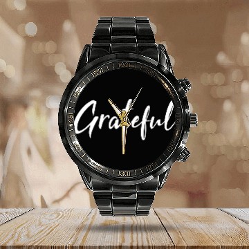 Discover Grateful - White FINAL 1 Calendar Steel Band Watch