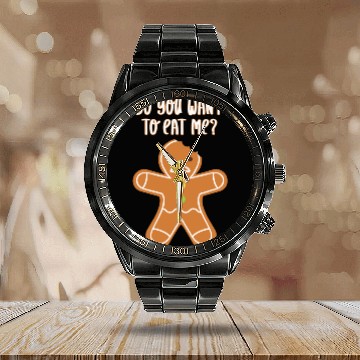 Discover Angry Gingerbread X-mas Do You Want To Eat Me? Calendar Steel Band Watch