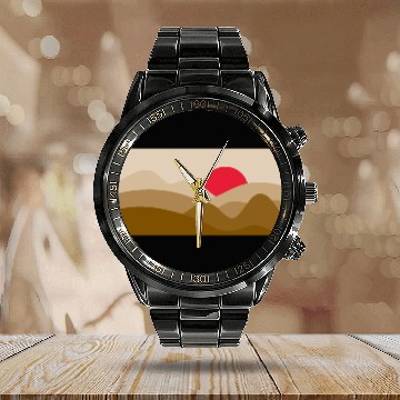 Discover Minimalist Sun Copper Brown Calendar Steel Band Watch