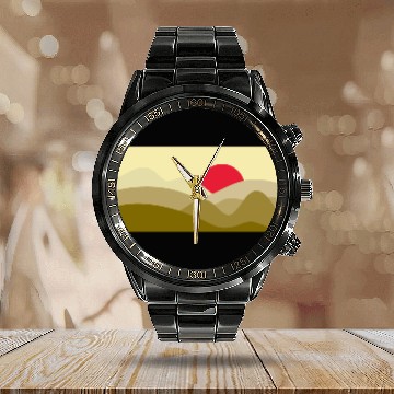 Discover Minimalist Sun Dijon Yellow Calendar Steel Band Watch