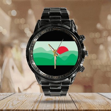 Discover Minimalist Sun Fern Green Calendar Steel Band Watch