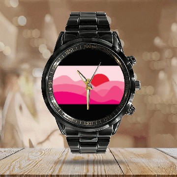Discover Minimalist Sun Mulberry Pink Calendar Steel Band Watch