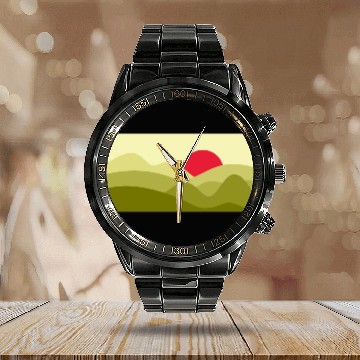 Discover Minimalist Sun Lime Green Calendar Steel Band Watch
