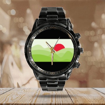 Discover Minimalist Sun Light Green Calendar Steel Band Watch