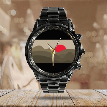 Discover Minimalist Sun Peanut Brown Calendar Steel Band Watch