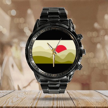 Discover Minimalist Sun Olive Green Calendar Steel Band Watch