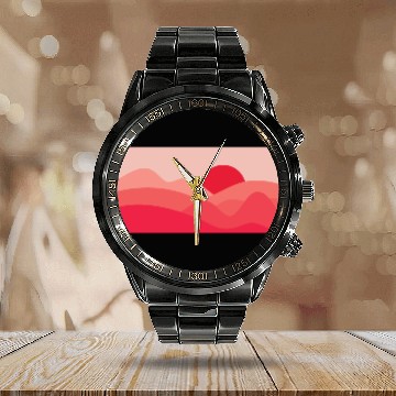 Discover Minimalist Sun Rose Red Calendar Steel Band Watch