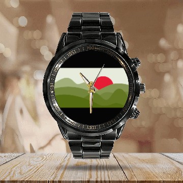 Discover Minimalist Sun Pickle Green Calendar Steel Band Watch