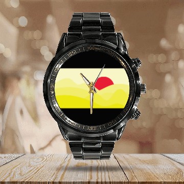 Discover Minimalist Sun Yellow Calendar Steel Band Watch