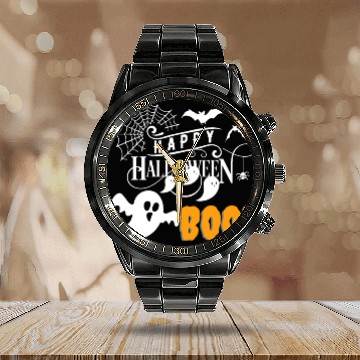 Discover Boo scary Halloween Calendar Steel Band Watch