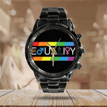 Discover LBGT Flag Gay Pride Human Vintage Rainbow Calendar Steel Band Watch