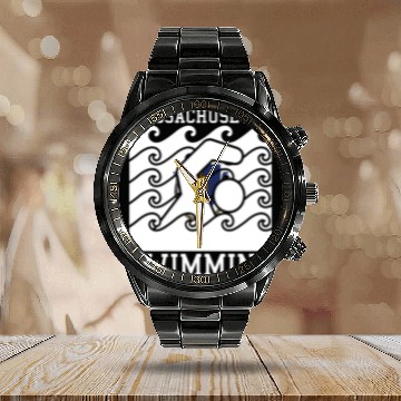 Discover Massachusetts Flag Swimming Team Swim Swimmer US S Calendar Steel Band Watch