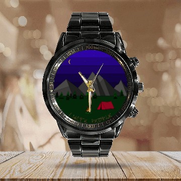 Discover I hate People camping Calendar Steel Band Watch