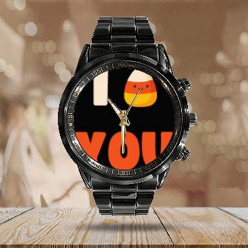 Discover CUTE HALLOWEEN LAZY COSTUME I CANDY CORN YOU Calendar Steel Band Watch