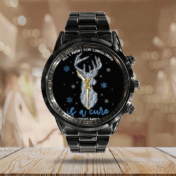 Discover Christmas Diabetes Awareness Reindeer Calendar Steel Band Watch