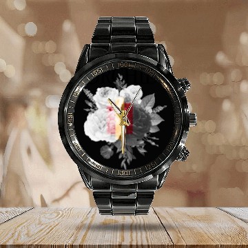 Discover Orchid Flowers Calendar Steel Band Watch