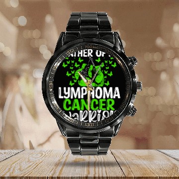 Discover Lymphoma Cancer Awareness Dad Fathers Day Papa Calendar Steel Band Watch