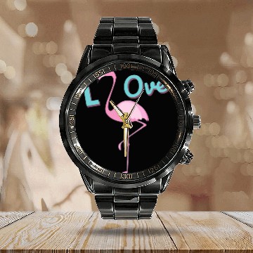 Discover Flamingo Calendar Steel Band Watch