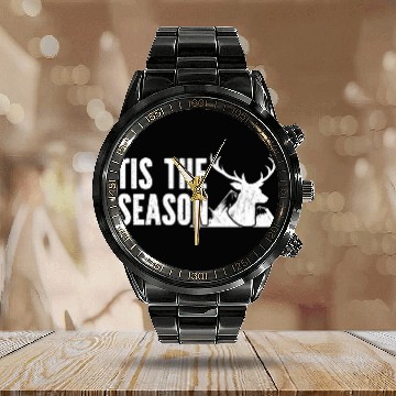 Discover Tis The Season Dear Hunting Calendar Steel Band Watch