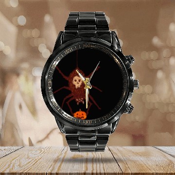 Discover pumpkin spider Calendar Steel Band Watch