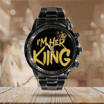 Discover I'm Her King Boyfriend Couple Valentines Day Calendar Steel Band Watch