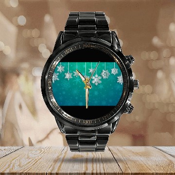 Discover Elegant Hanging Snowflakes Teal Calendar Steel Band Watch