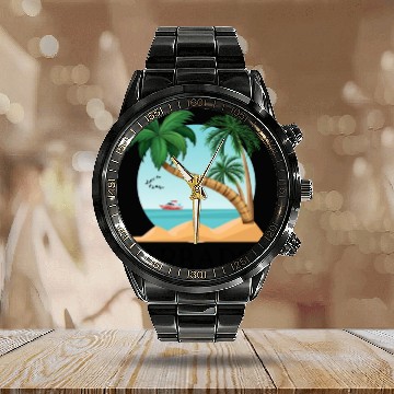 Discover Barbados,Show you love for Barbados Calendar Steel Band Watch