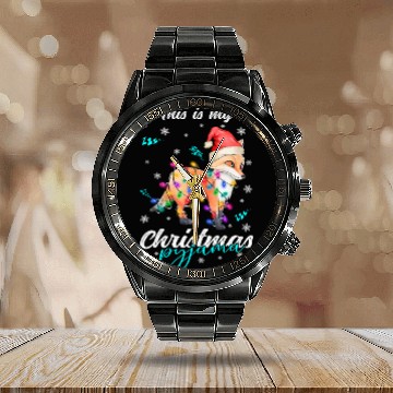 Discover Winter Christmas Pyjama Fox Calendar Steel Band Watch