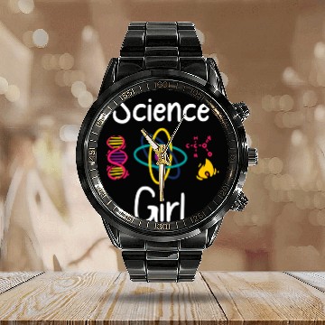 Discover Science Girl Chemistry Biology Student Teacher Calendar Steel Band Watch