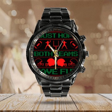 Discover I Just Hope Both Teams Have Fun Ugly Xmas Football Calendar Steel Band Watch