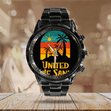 Discover United We Sand Beach Sayings Ocean Quotes Funny Calendar Steel Band Watch