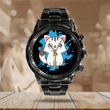 Discover Cat japanese Kawaii Style Animal Calendar Steel Band Watch