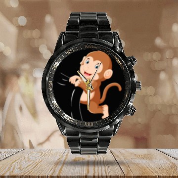 Discover Cute Monkey Baby Monkey Baby Orangutan Baby Monkey Calendar Steel Band Watch