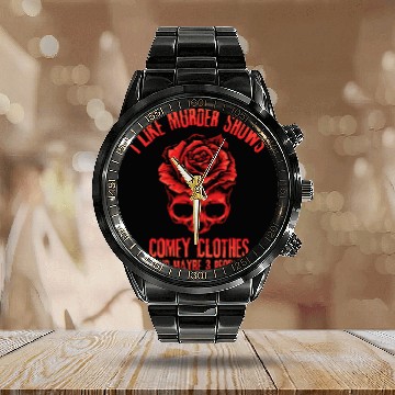 Discover I Like Murder Shows Comfy Clothes Calendar Steel Band Watch