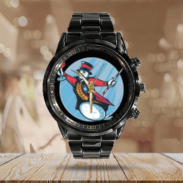 Discover Snowman Snowman Drinking Wine Calendar Steel Band Watch