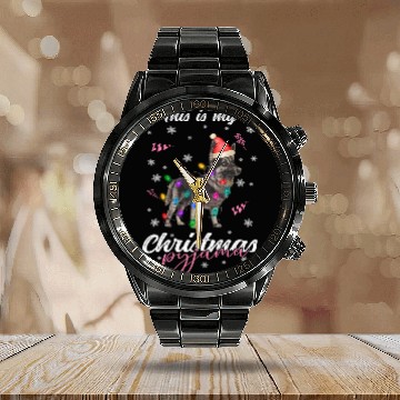 Discover Winter Christmas Pyjama German Shepherd Dog Calendar Steel Band Watch