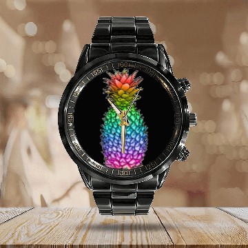 Discover Pineapple Gay Lesbian Pride Rainbow Tropical LGBTQ Calendar Steel Band Watch