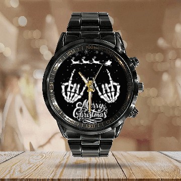 Discover Rock On Rock Star Christmas Skeleton Hands Santa Calendar Steel Band Watch