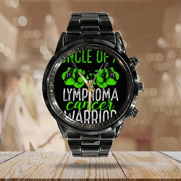 Discover Uncle Lymphoma Cancer Awareness Niece Nephew Calendar Steel Band Watch